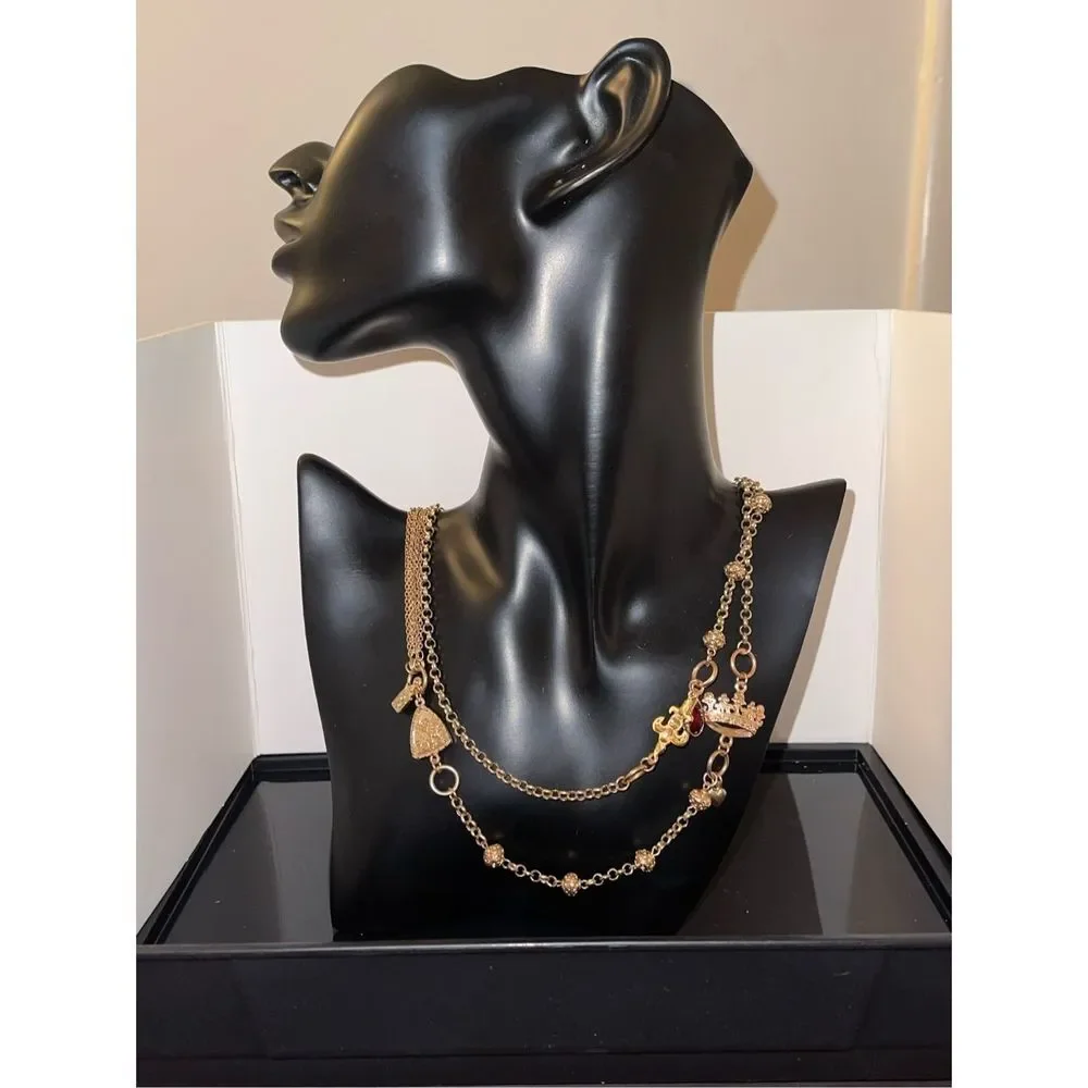 ⭐ NWT Women's Multi-Layered Gold Chain Charms & Gemstones Necklace 42in